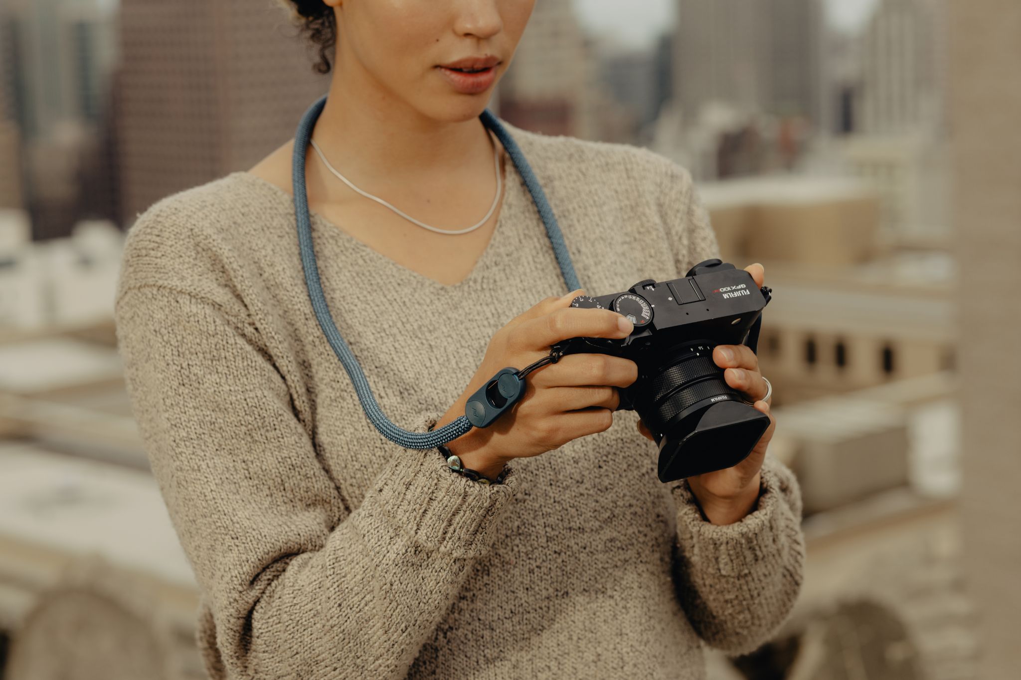 Person outside checking camera