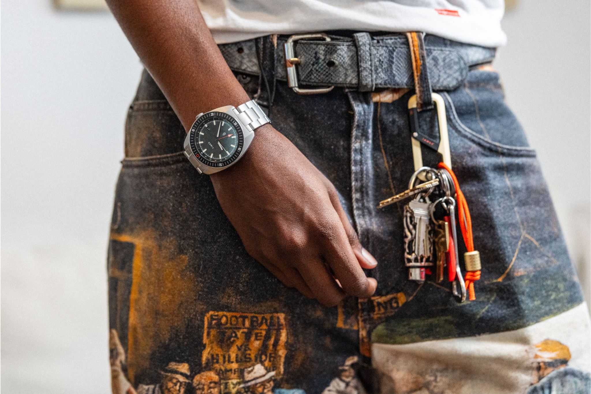 Close-up shot of person with watch on wrist