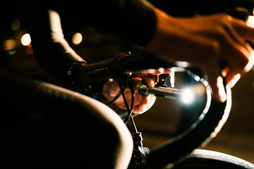 close-up of bike light