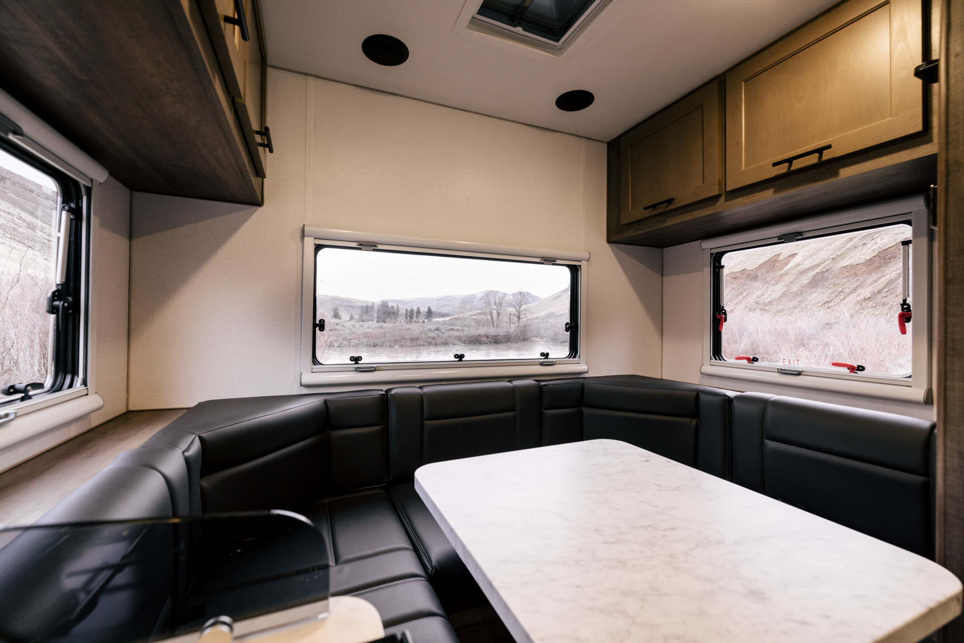 the interior of the van viewing the dinette