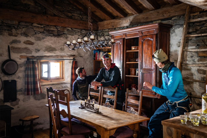 Taking five inside Refuge les Mollettes, one of Eleven's high alpine huts: (photo/ Josh Laskin)