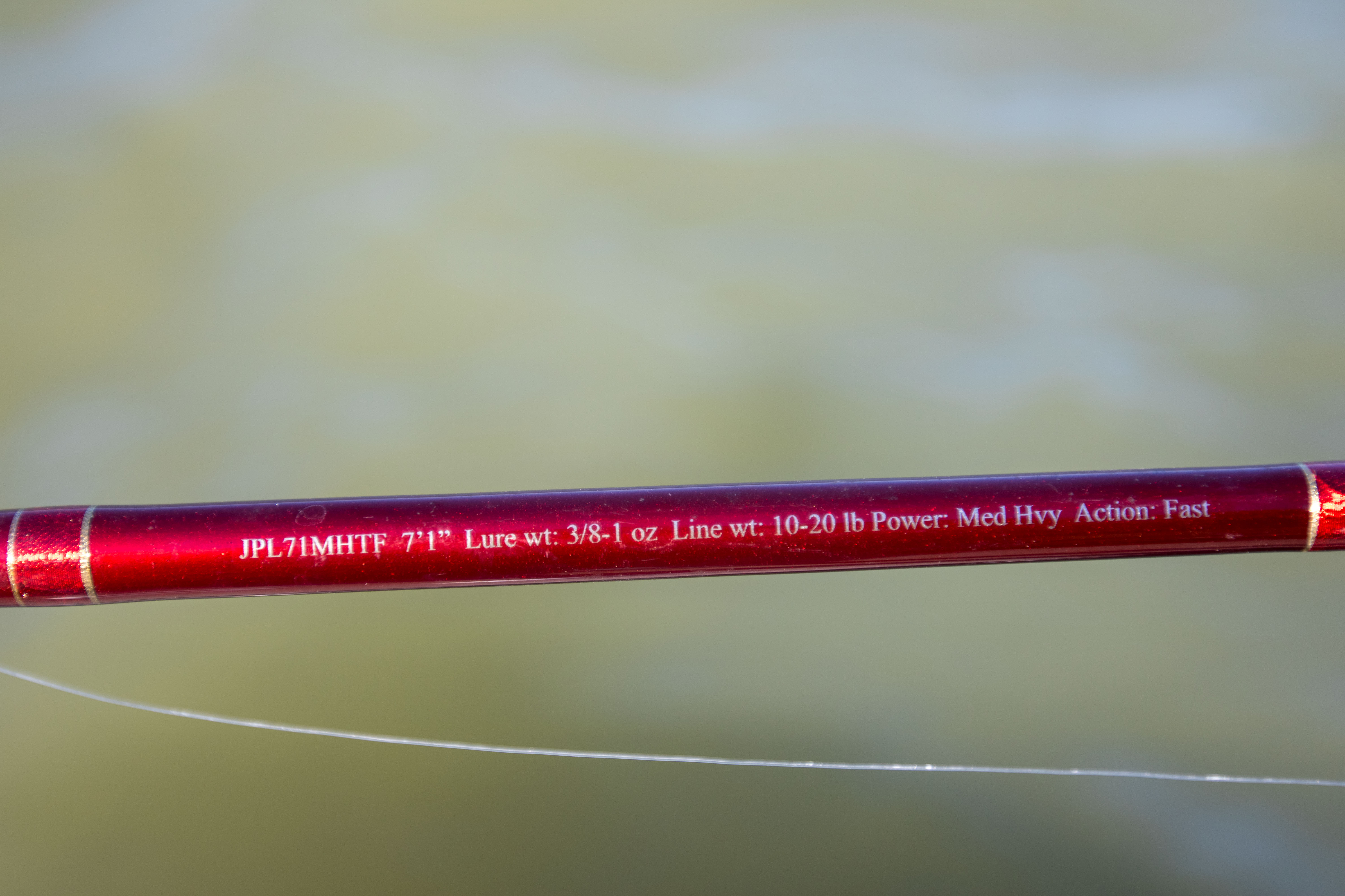 The rod rating of the Bass Pro Johnny Morris Rod listed on the blank.