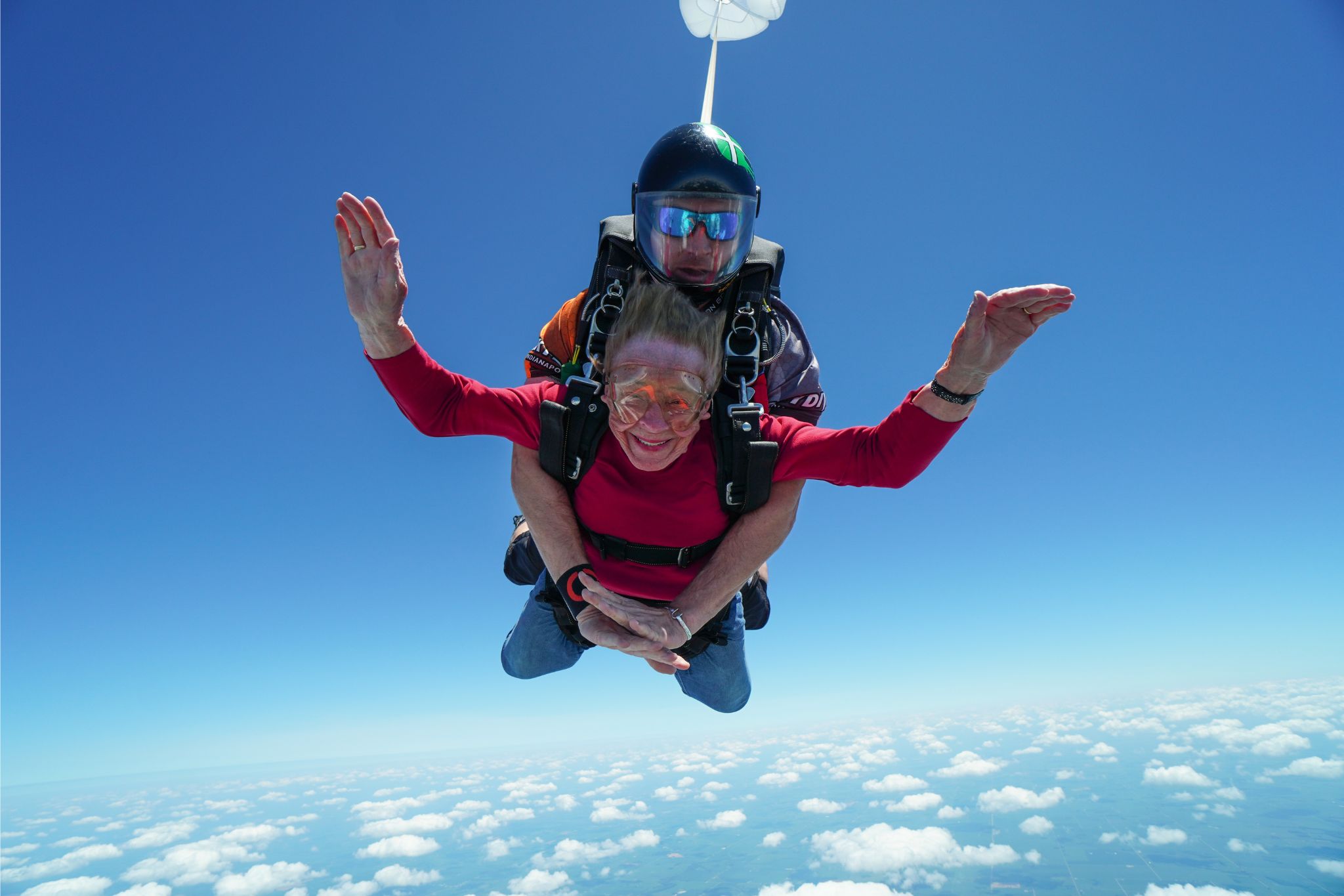Woman in tandem skydive