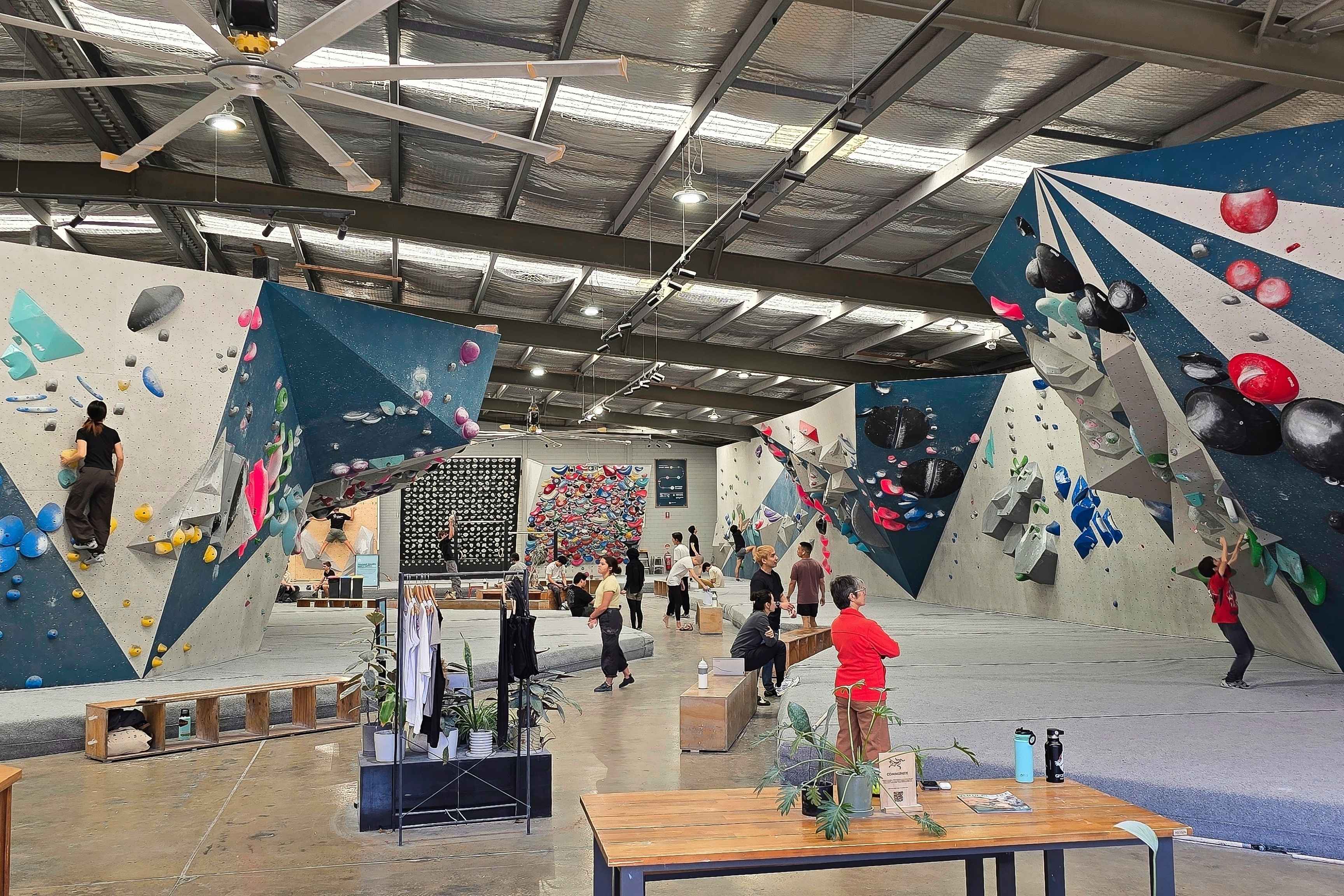 indoor climbing gym with people