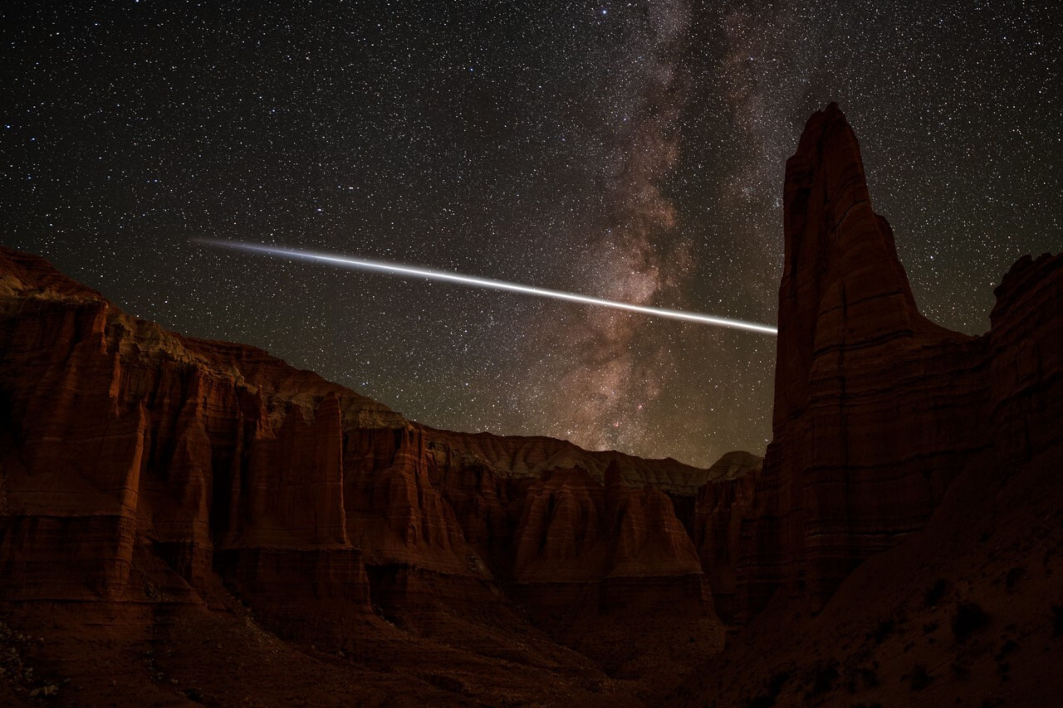 mountain landscape at night with stars