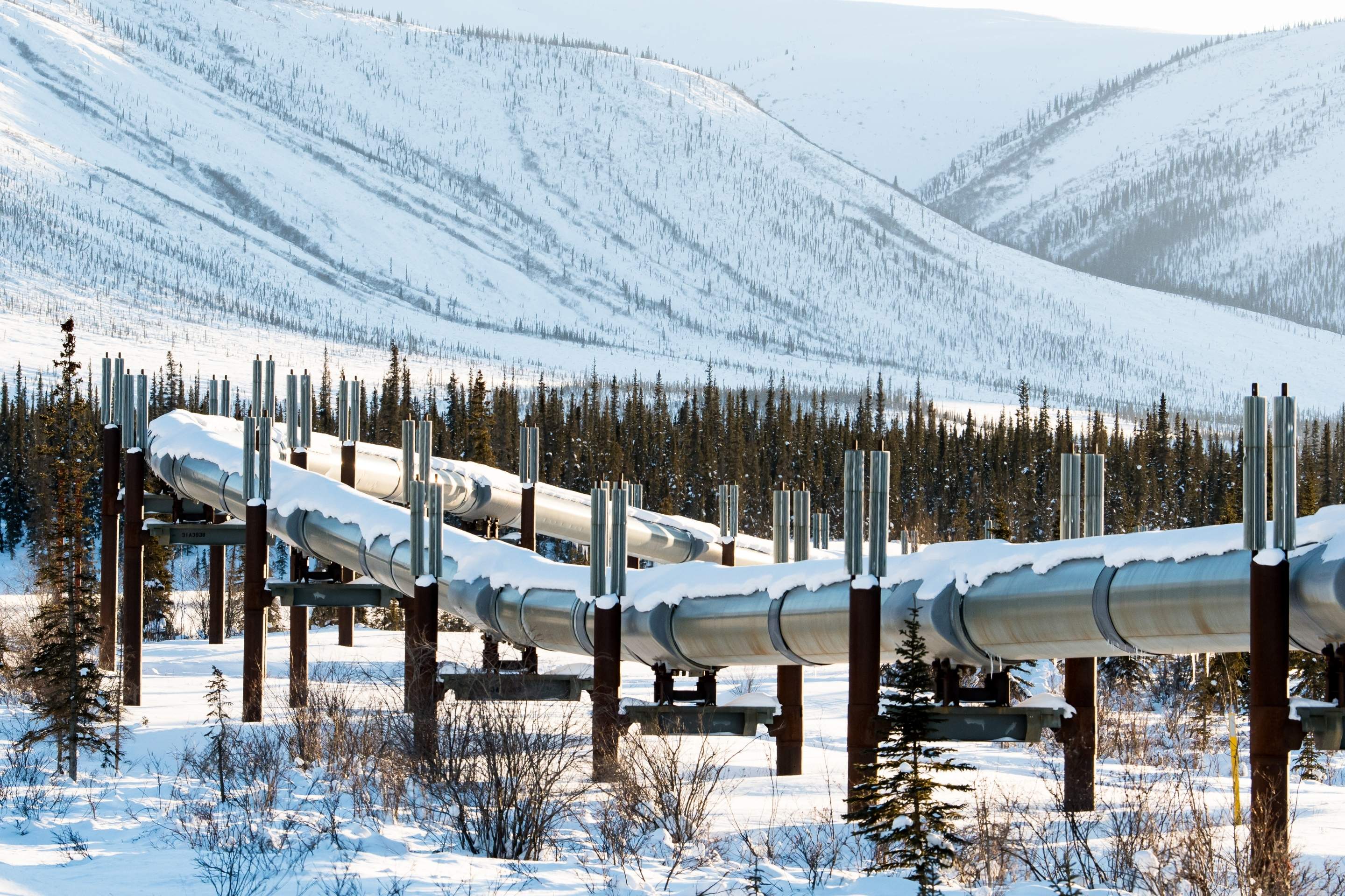 pipeline through snowy landscape