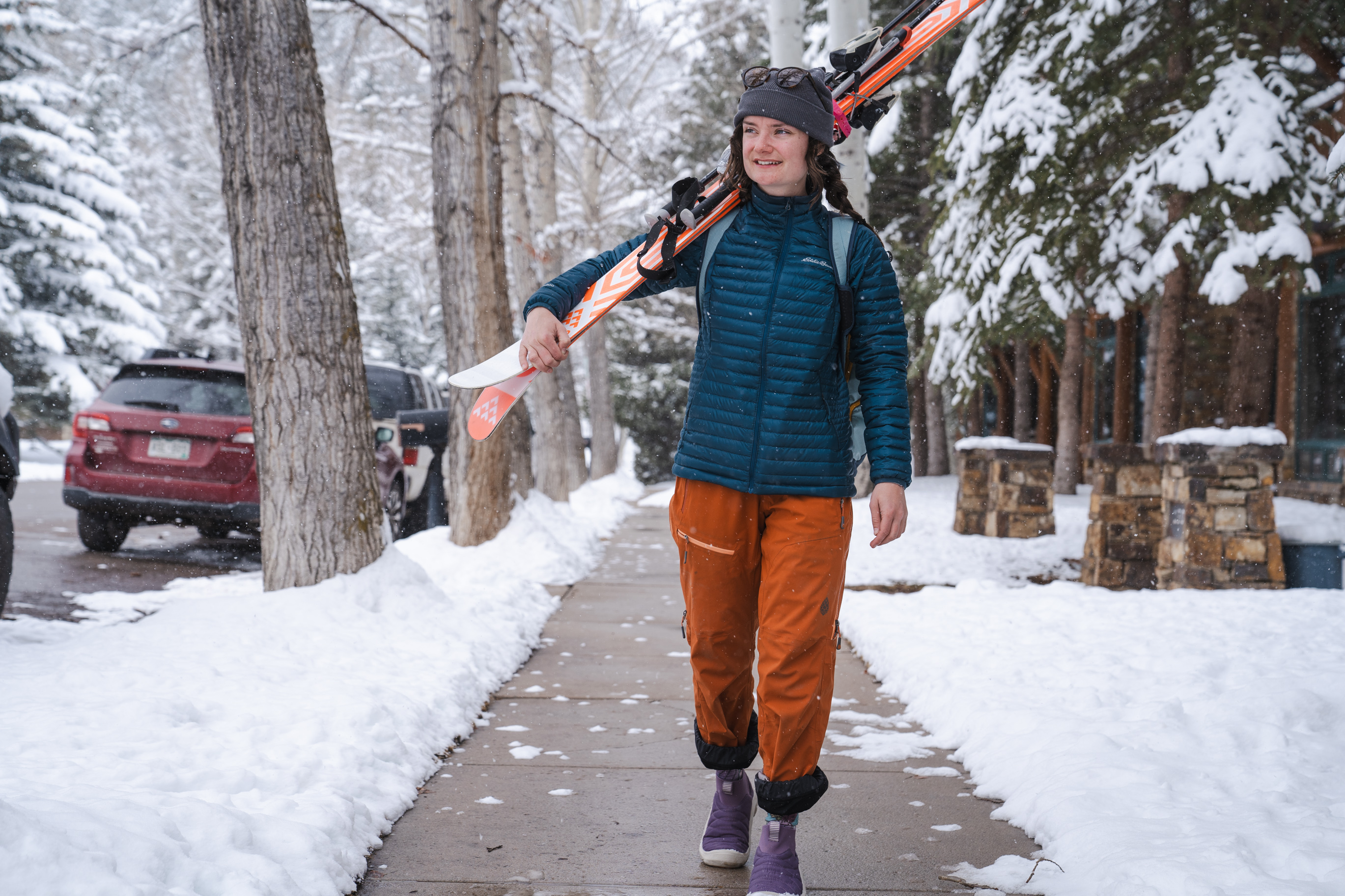 The Eddie Bauer MicroTherm 2.0 Down Jacket has a breathable underarm stretch panel that helps regulate temperature during moderate activity; (photo/Megan LaHatte)