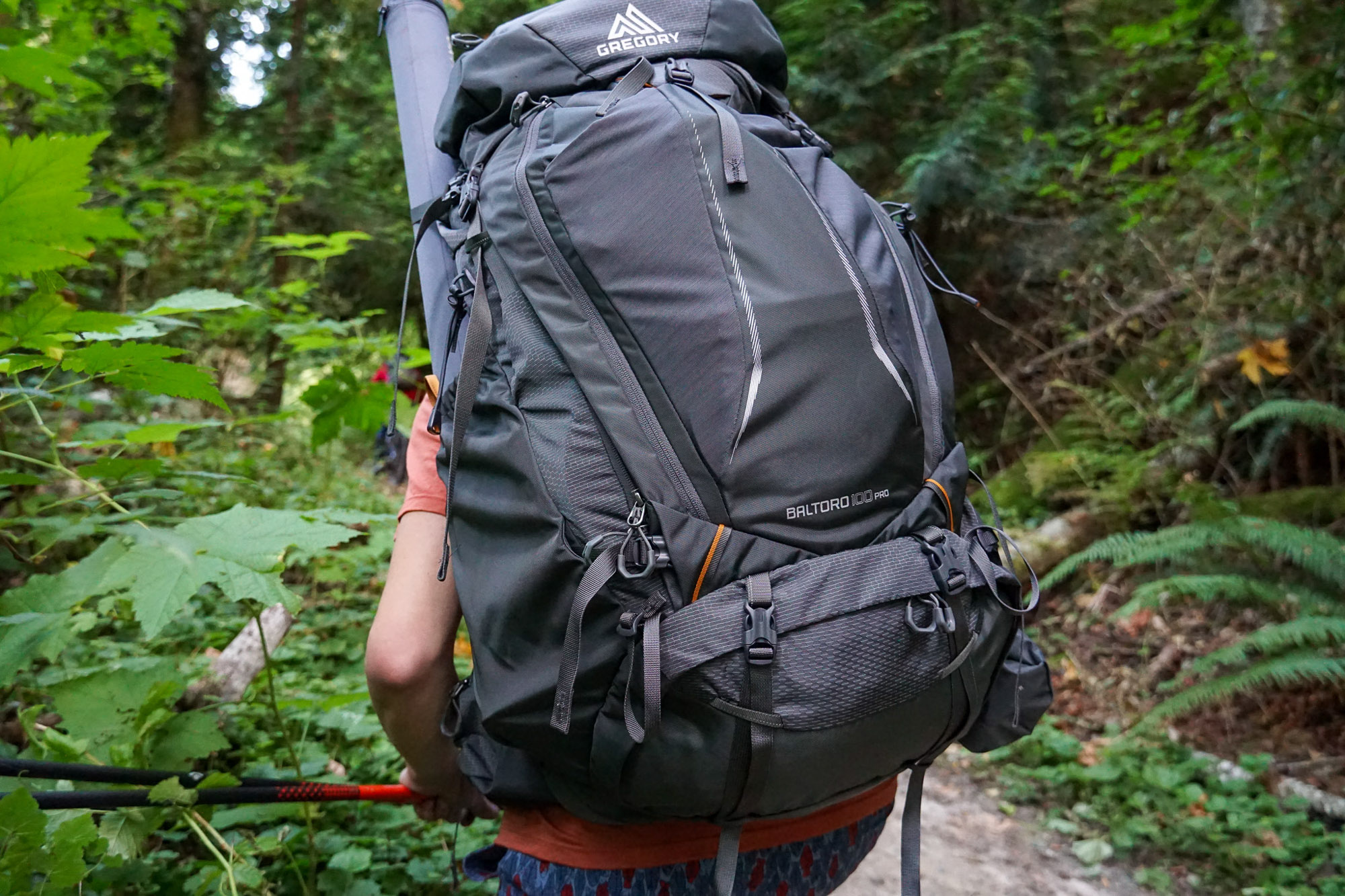 gregory baltoro 100 pro backpack being tested by gearjunkie tester in washington state