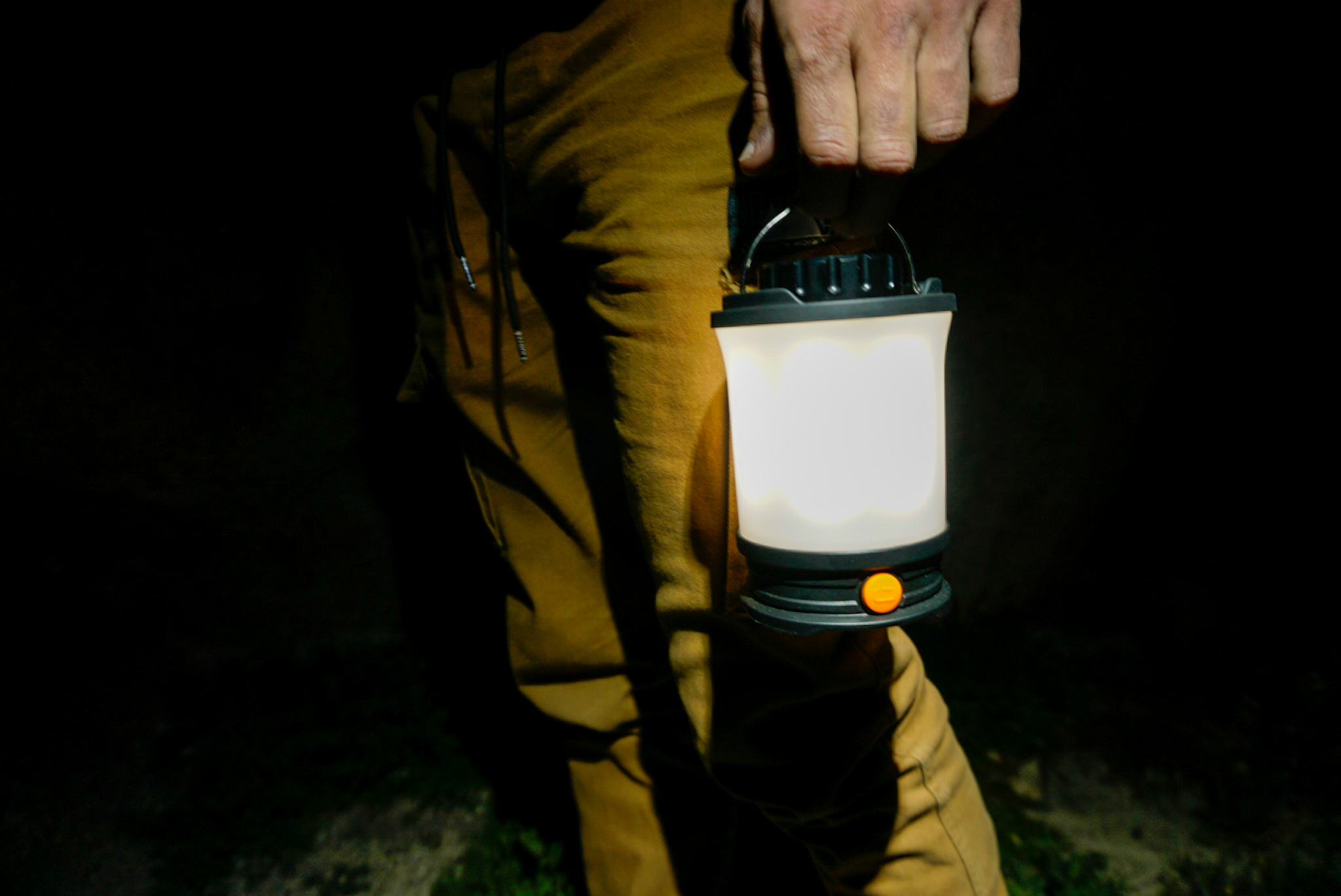 The Fenix CL30R Lantern Being Held By Camper
