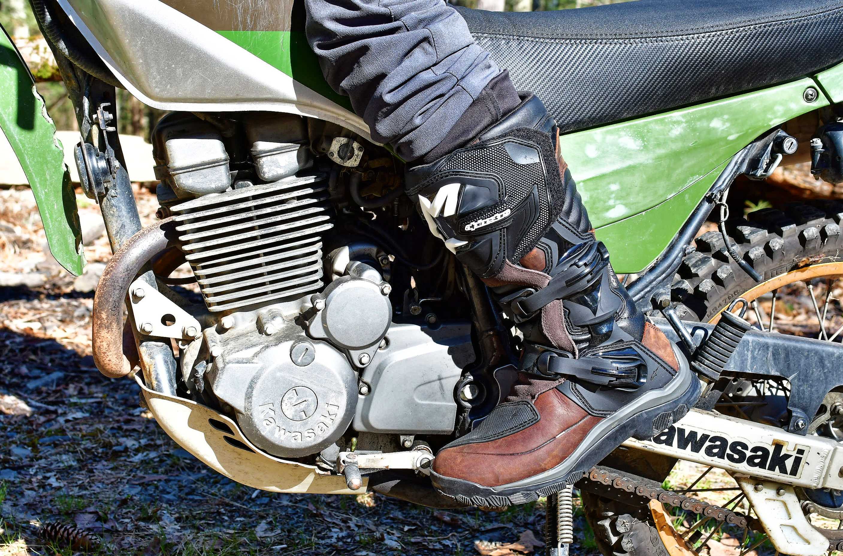 motorcycle boot on bike