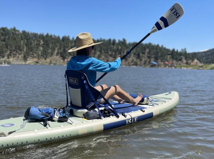 Mary Murphy paddling on the ISLE Switch paddleboard kayak