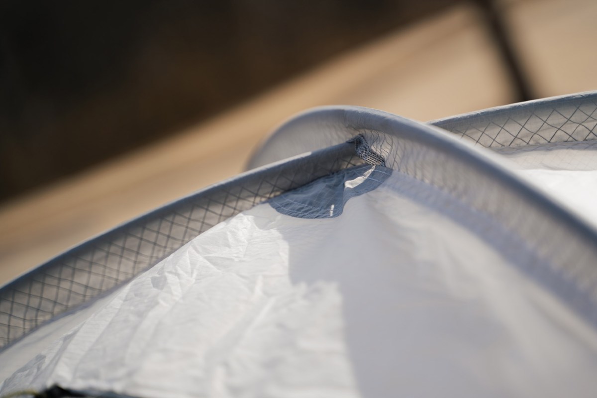 ArcDome 1 pole sleeve detail showing reinforced fabric channel