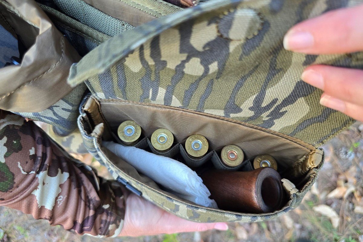 The Flydown system pocket holds shotgun shells and a turkey call inside