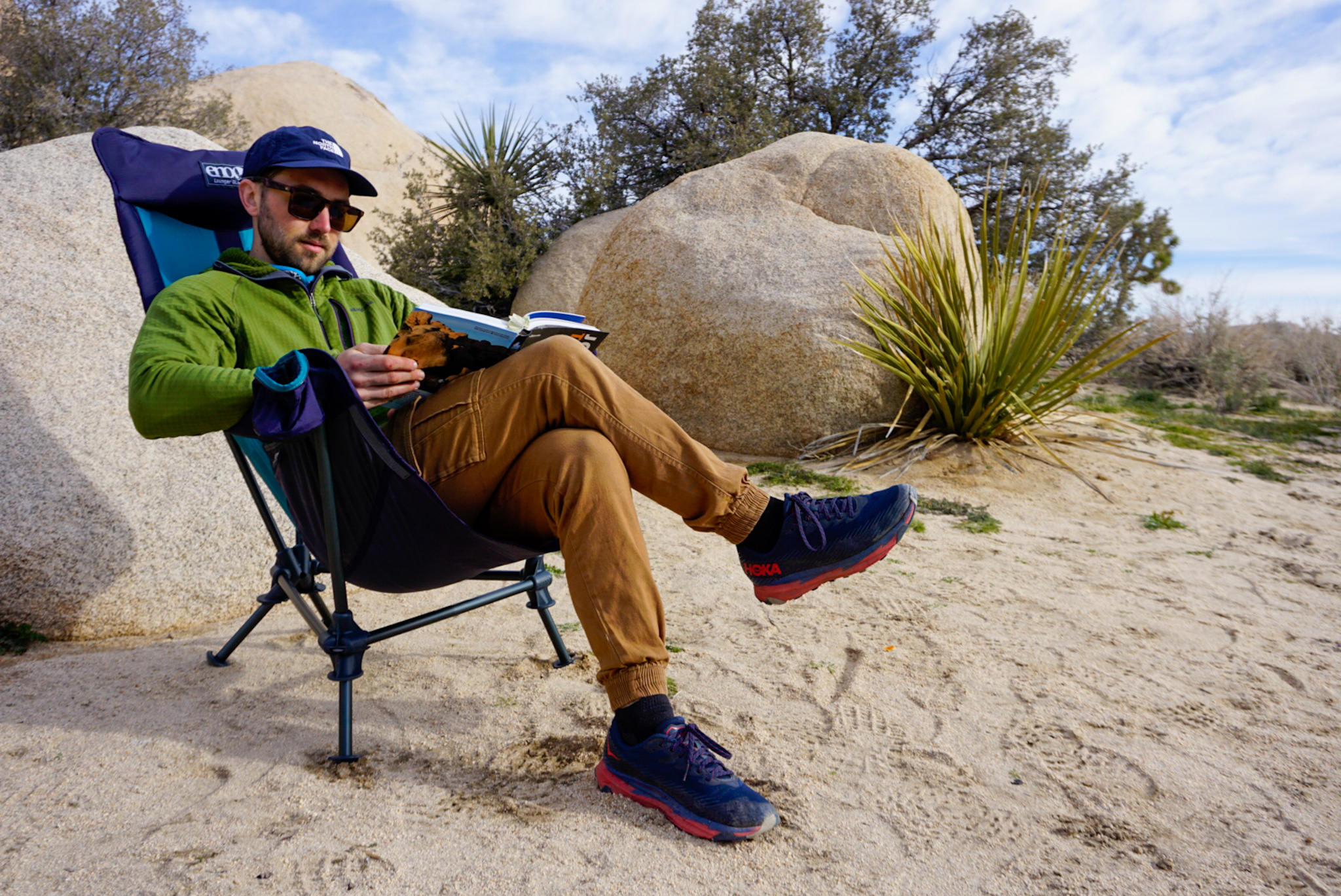 Man Sitting In ENO Lounger DL Chair in Joshua Tree National Park