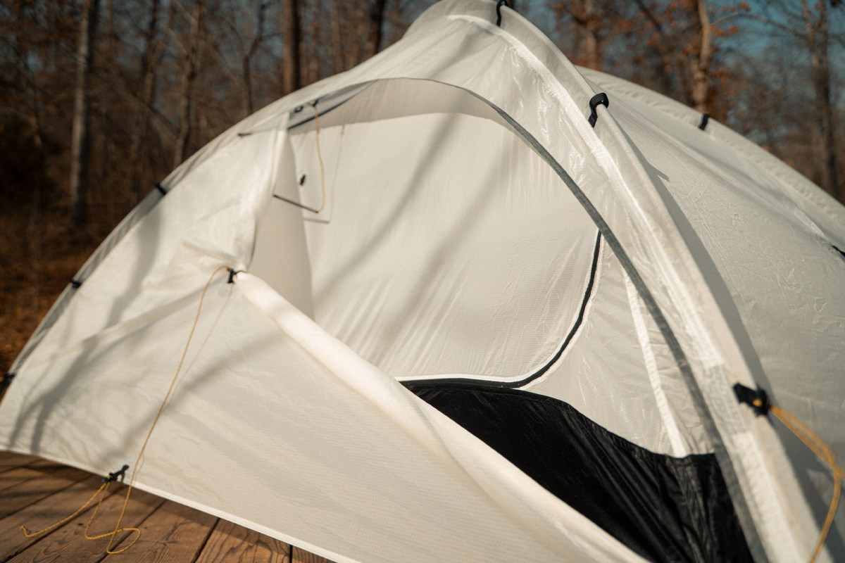 Tarptent ArcDome 1 tent door partially open showing interior entry