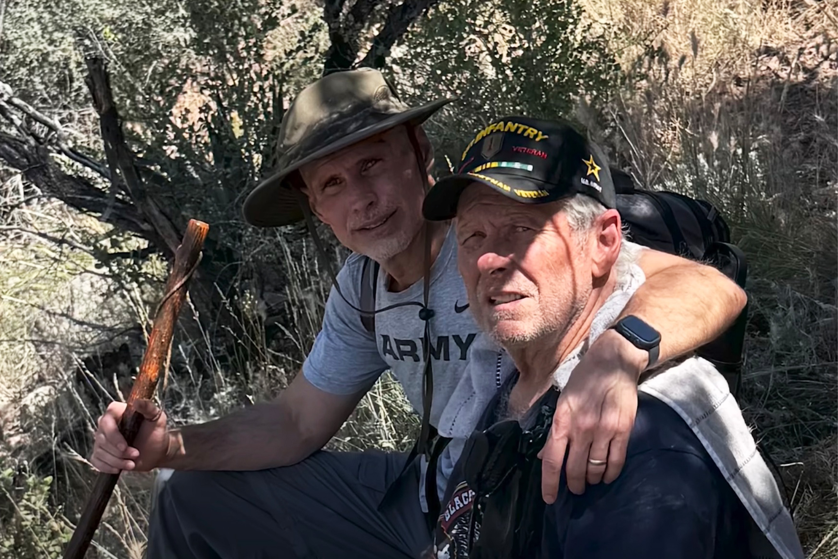 Mark Young and his son shortly after his rescue