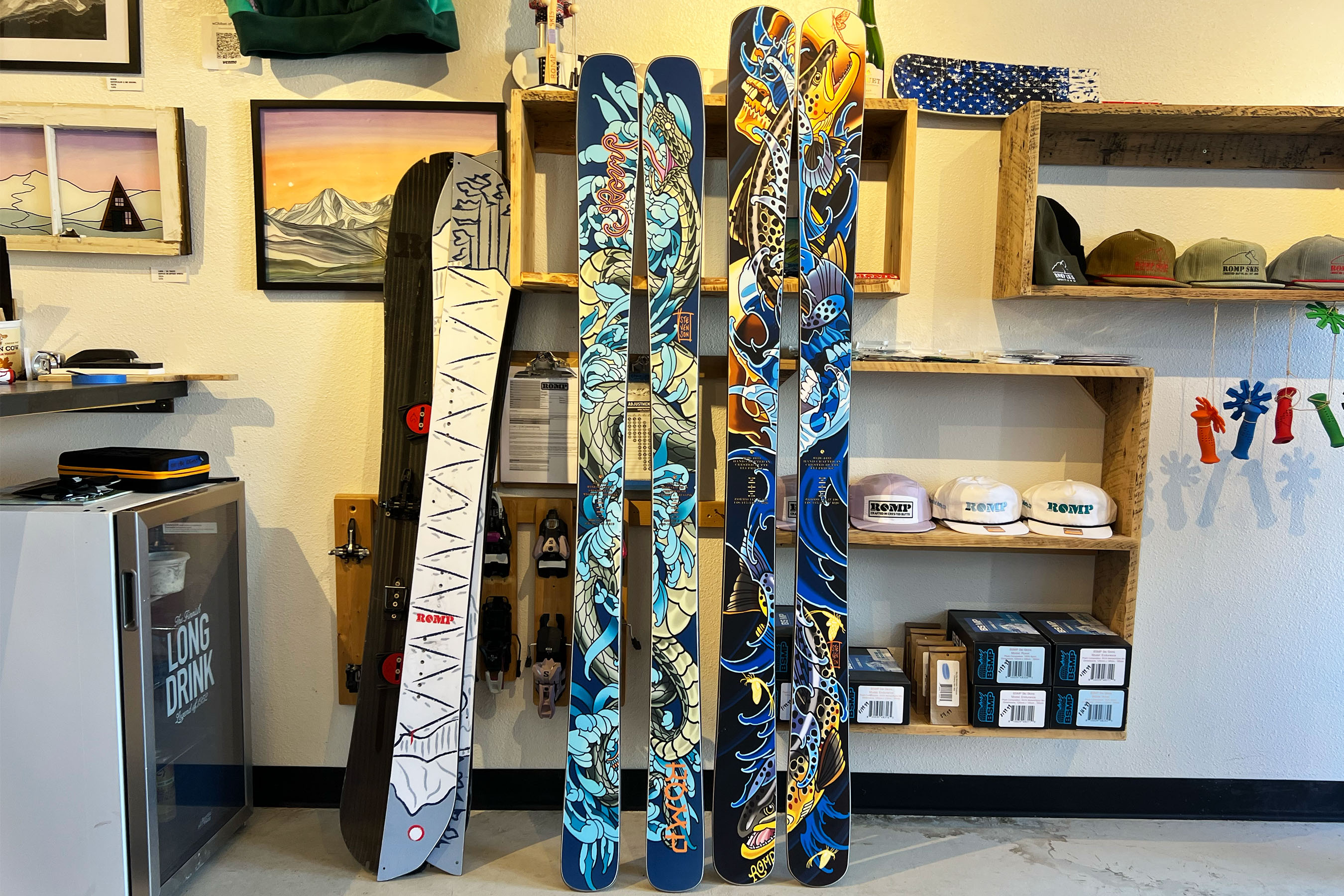 Alex Stevenson tattoo telemark ski topsheet artwork