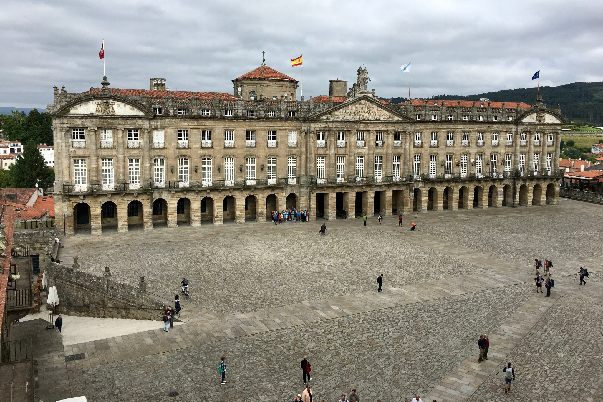 large government building with columns in a public square