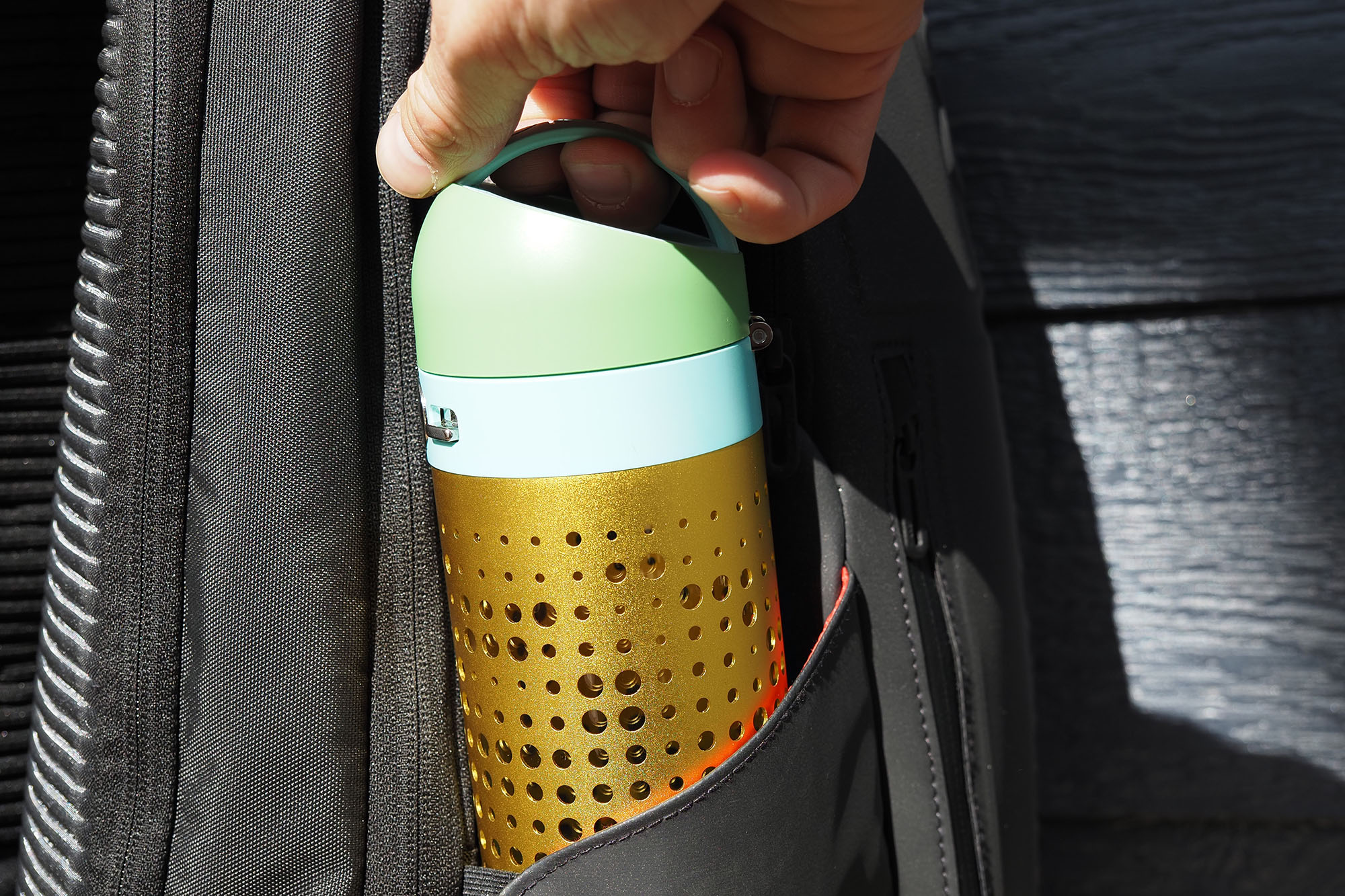 okapa bottle in backpack pocket