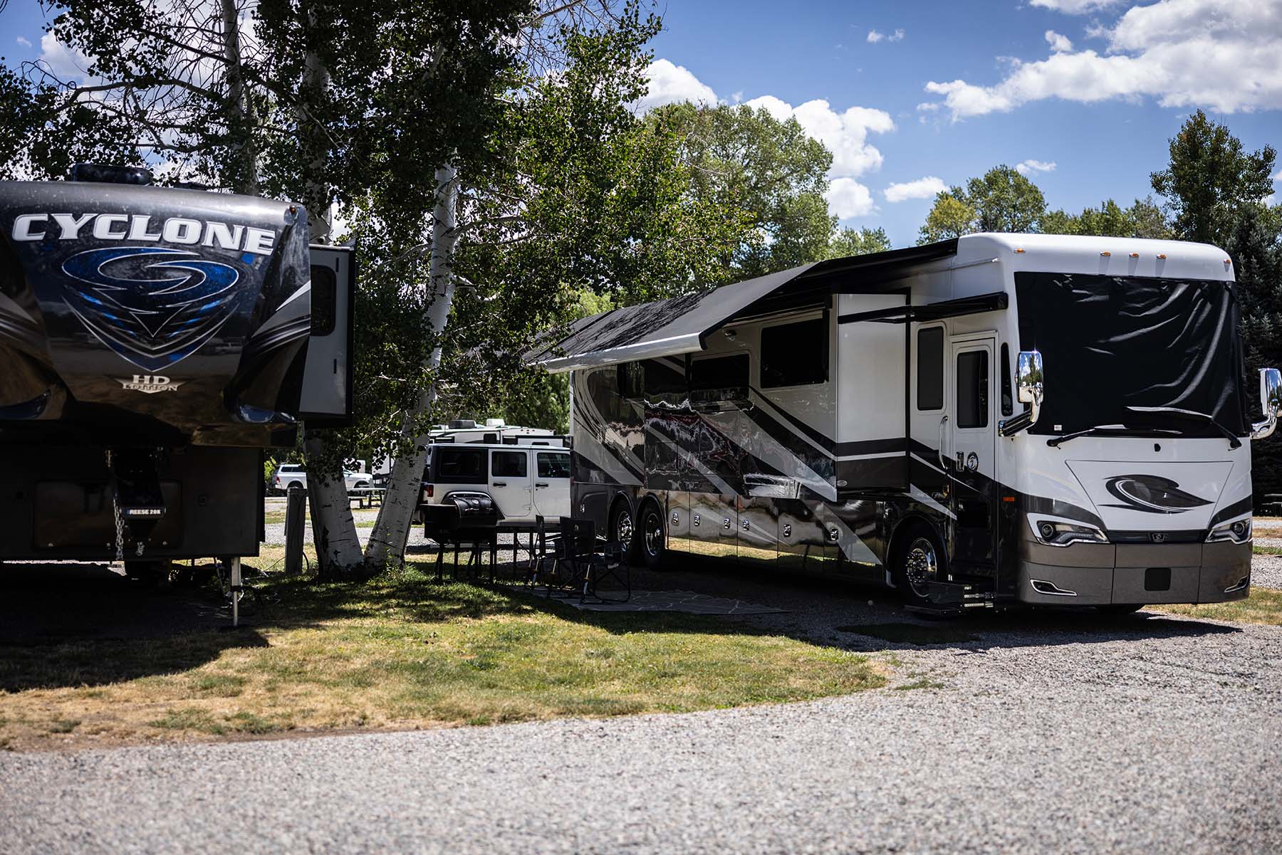 rvs parked at campground
