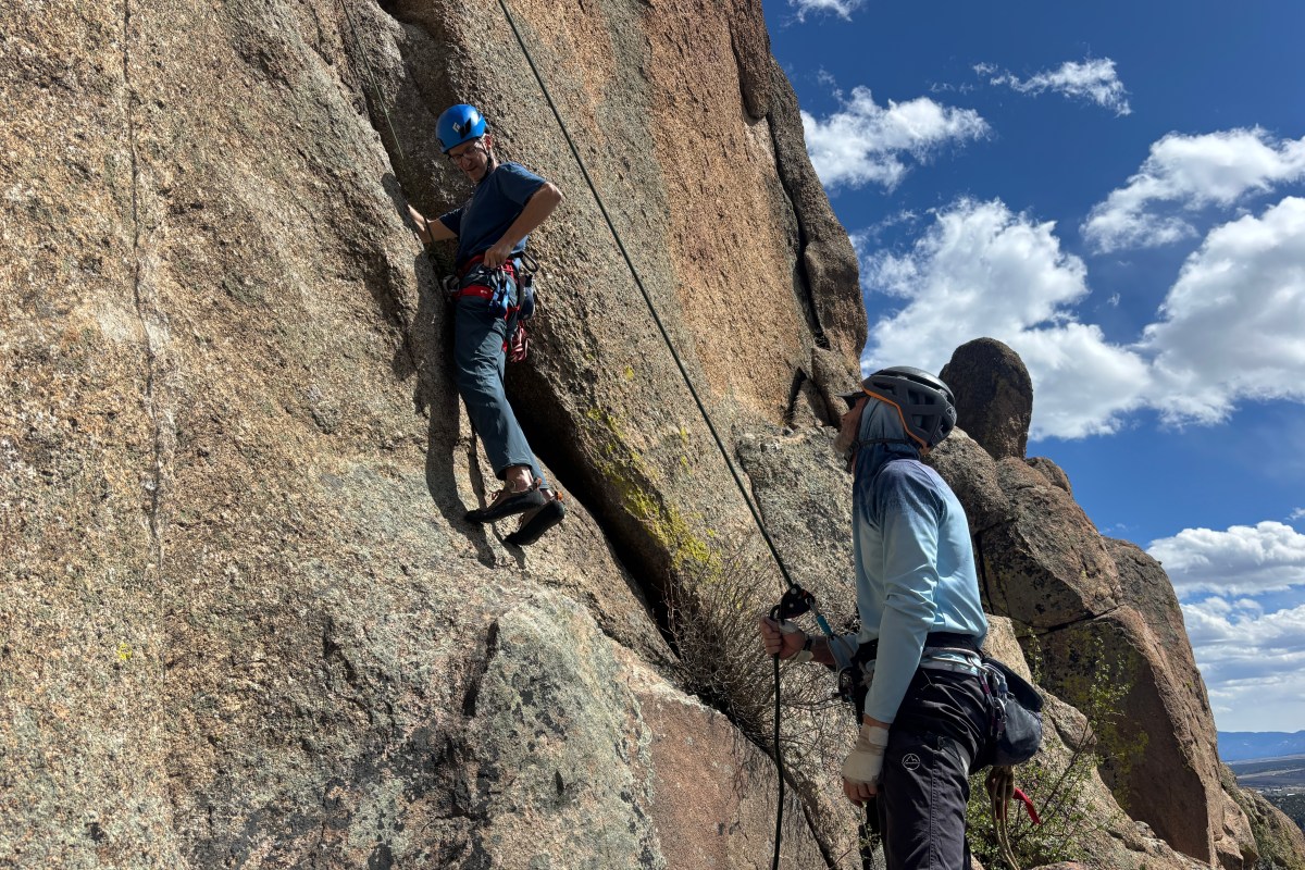 Black Diamond Alpine Light pants testing while climbing