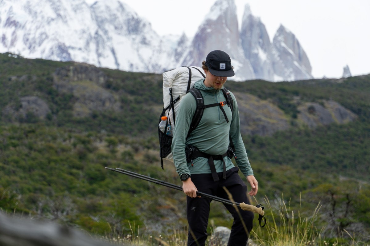 gearjunkie tester nick belcaster wears the ibex indie hoodie while backpacking in patagonia