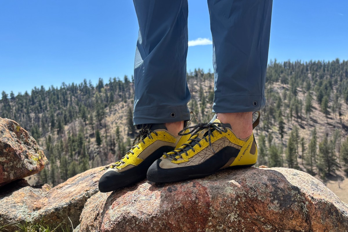 La Sportiva Finale Climbing Shoes being tested