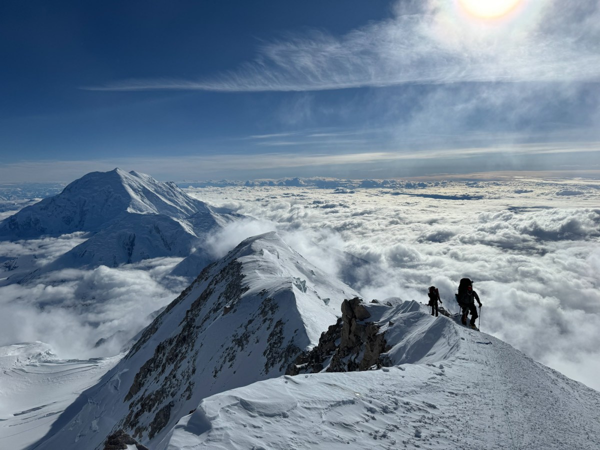 Climbers ascend the final ridge of denali