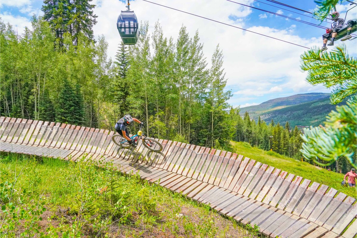 Biker riding at Winter Park, CO