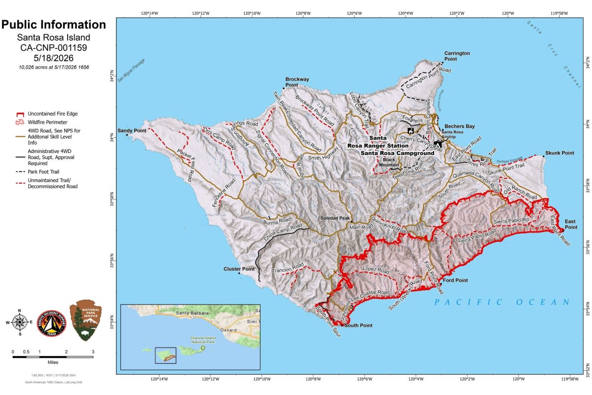 map of fire on santa rosa island