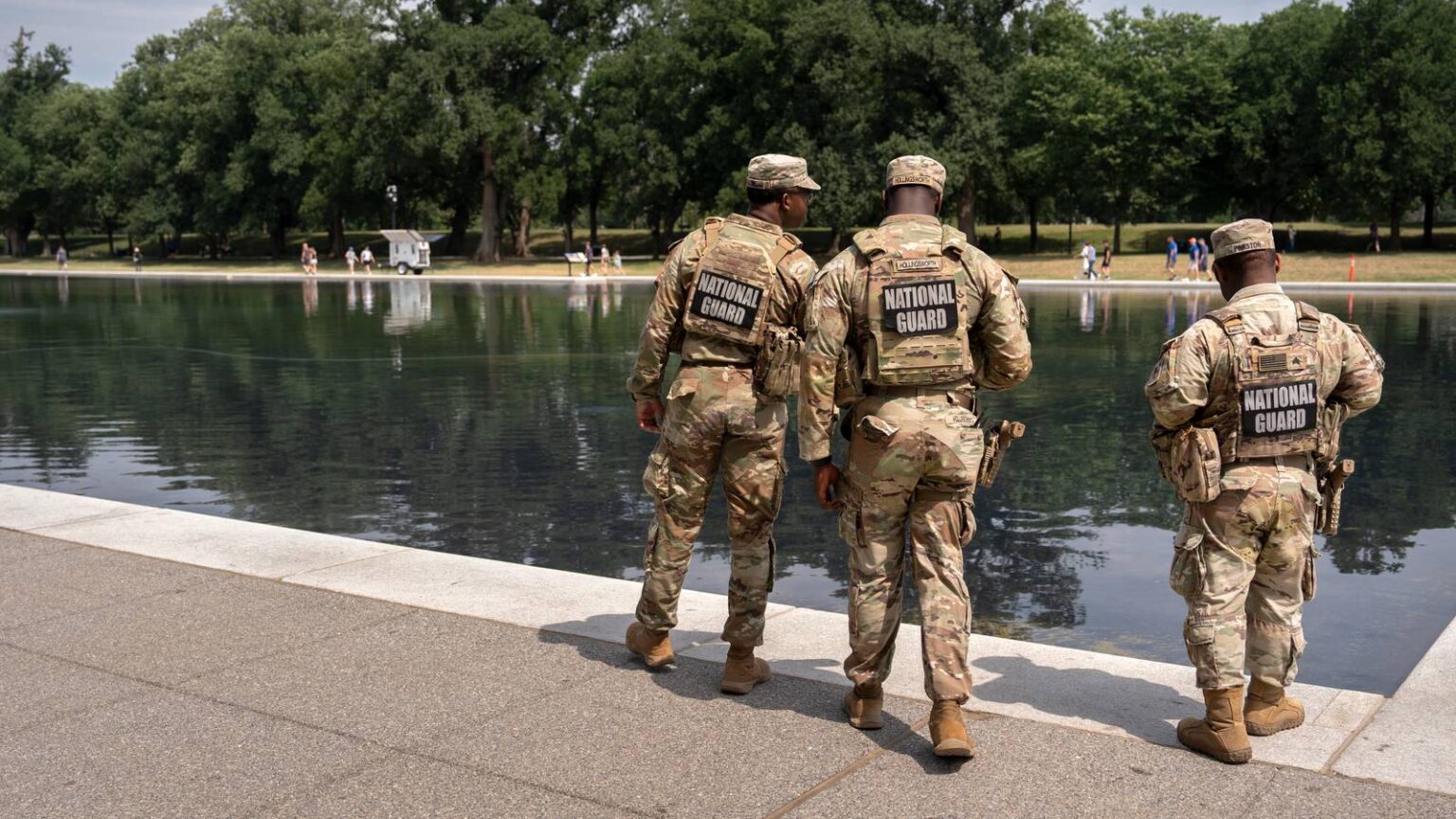 Patrols and Nanobubbles on Display at the Reflecting Pool as Trump Looks for a Renovation Do-Over