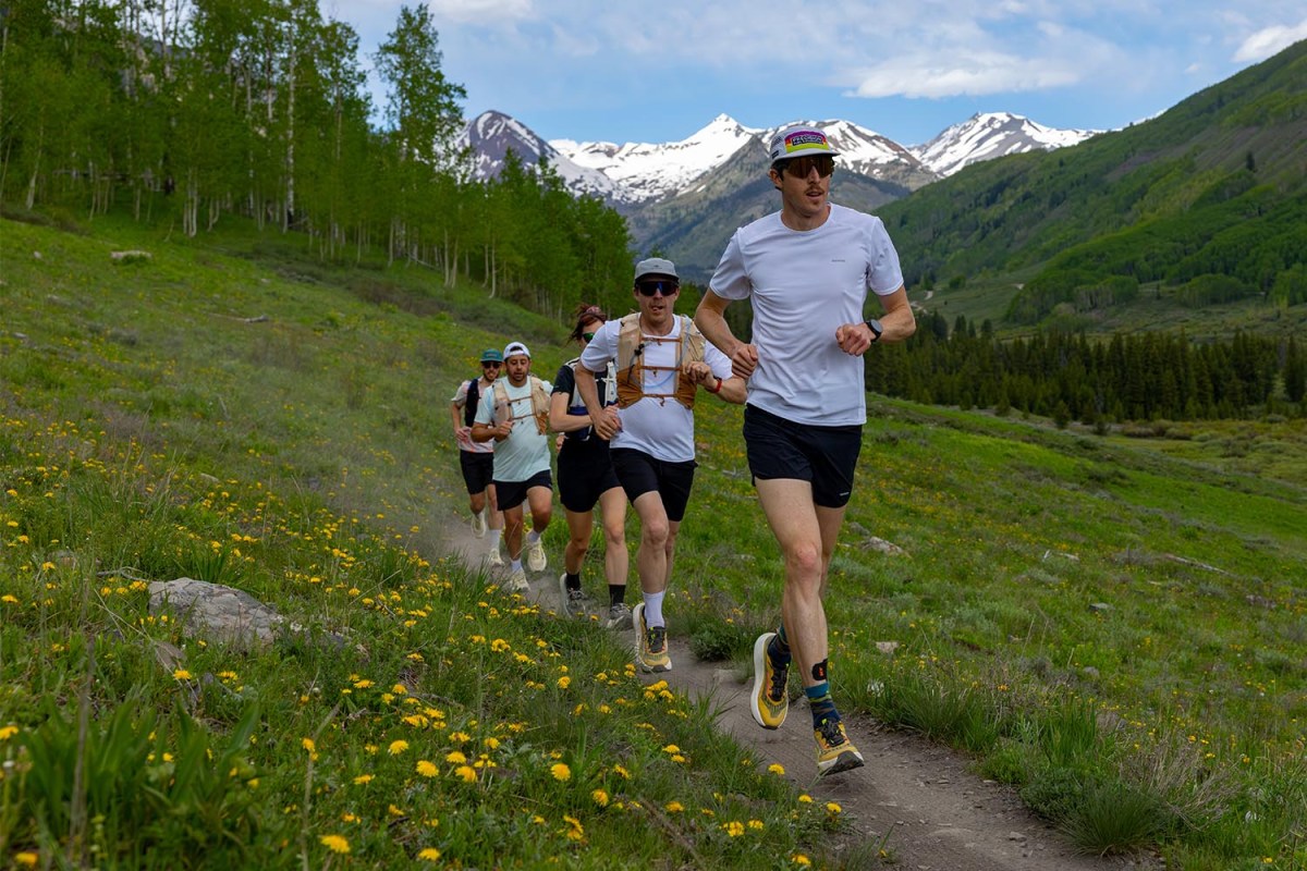 Runners in Crested Butte testing Kiprun Shoes