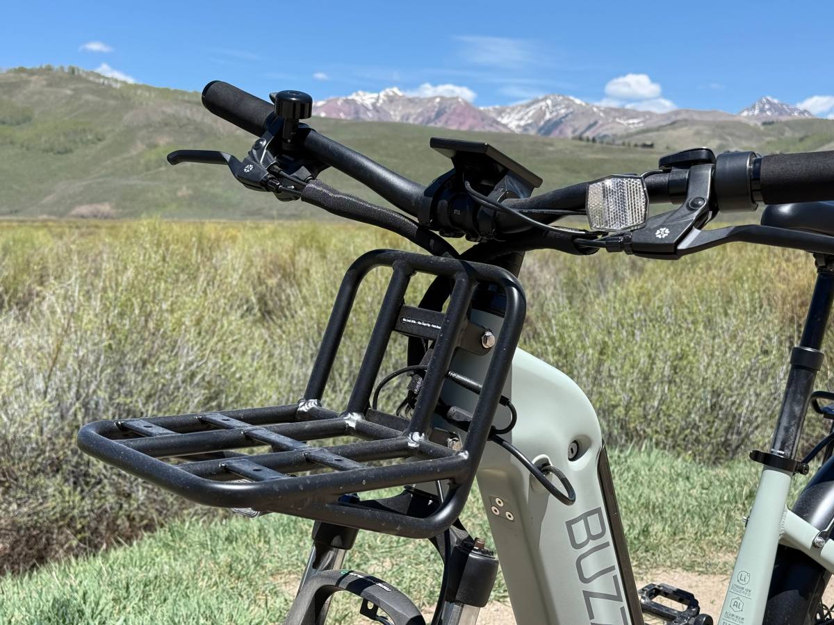 Closeup of front rack on Buzz Cerana