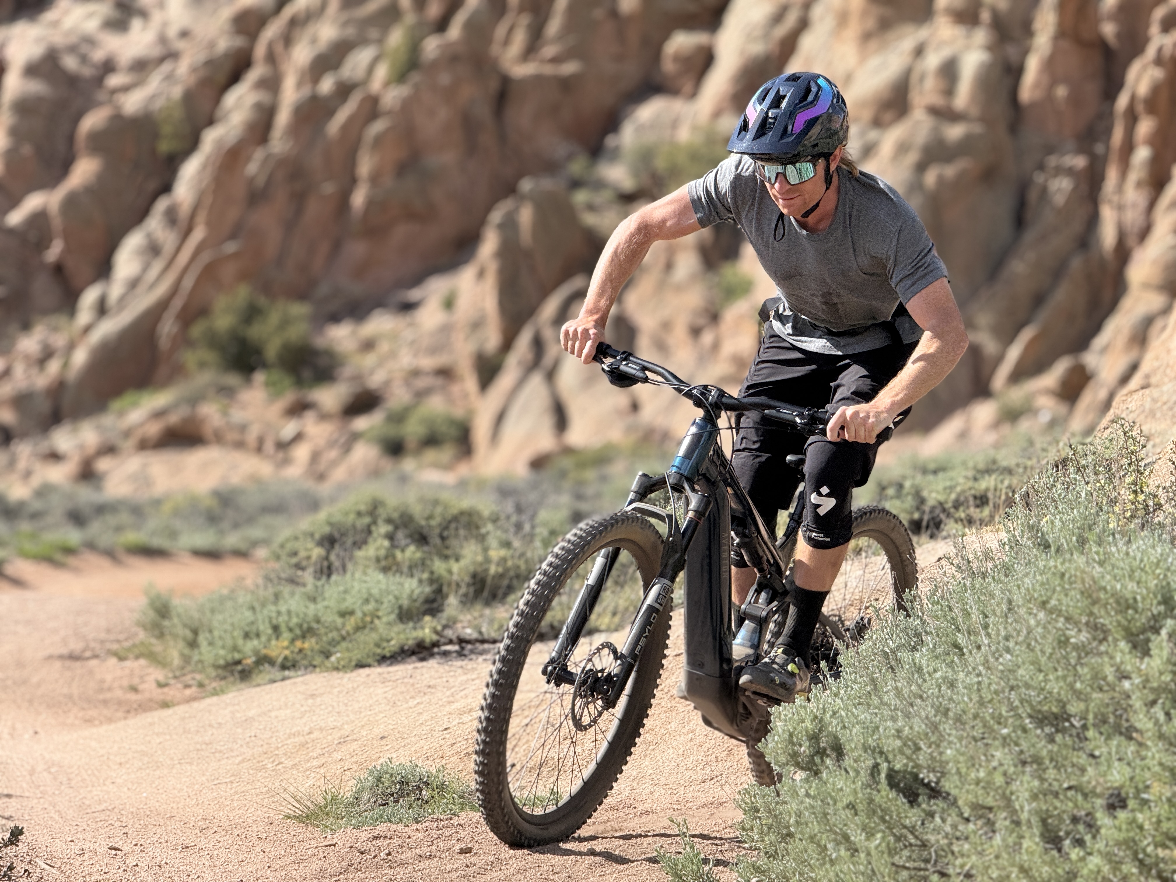 Dane Tudor riding Aventon Current ADV E-MTB