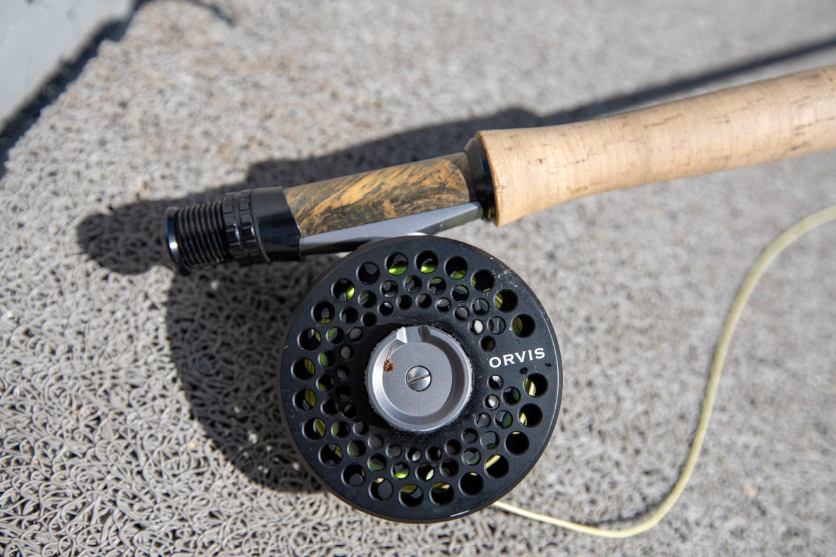 A wood insert on the Orvis Recon fly rod