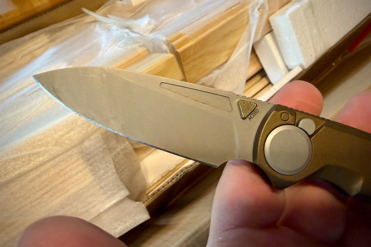 Thumbstud blade after cutting through packaging material