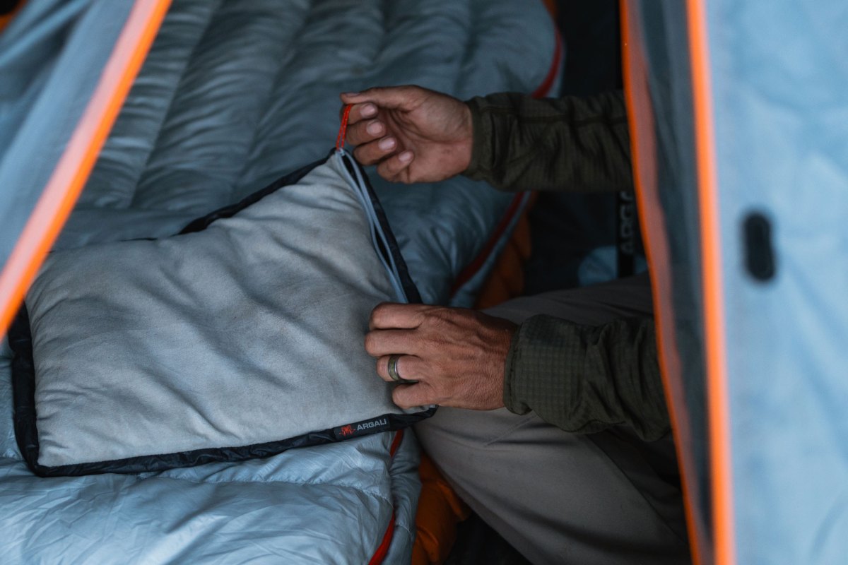 argali elite pillow in a tent