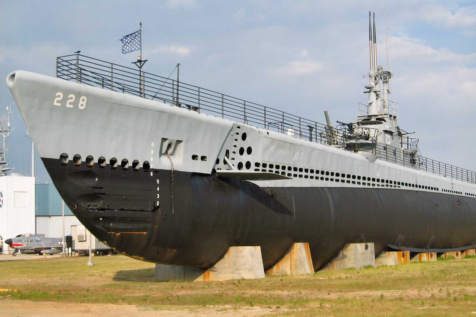 USS Drum SS-228, a preserved Gato-class submarine at Battleship Memorial Park in Mobile, Alabama, shows what World War II submarines such as USS Herring looked like.