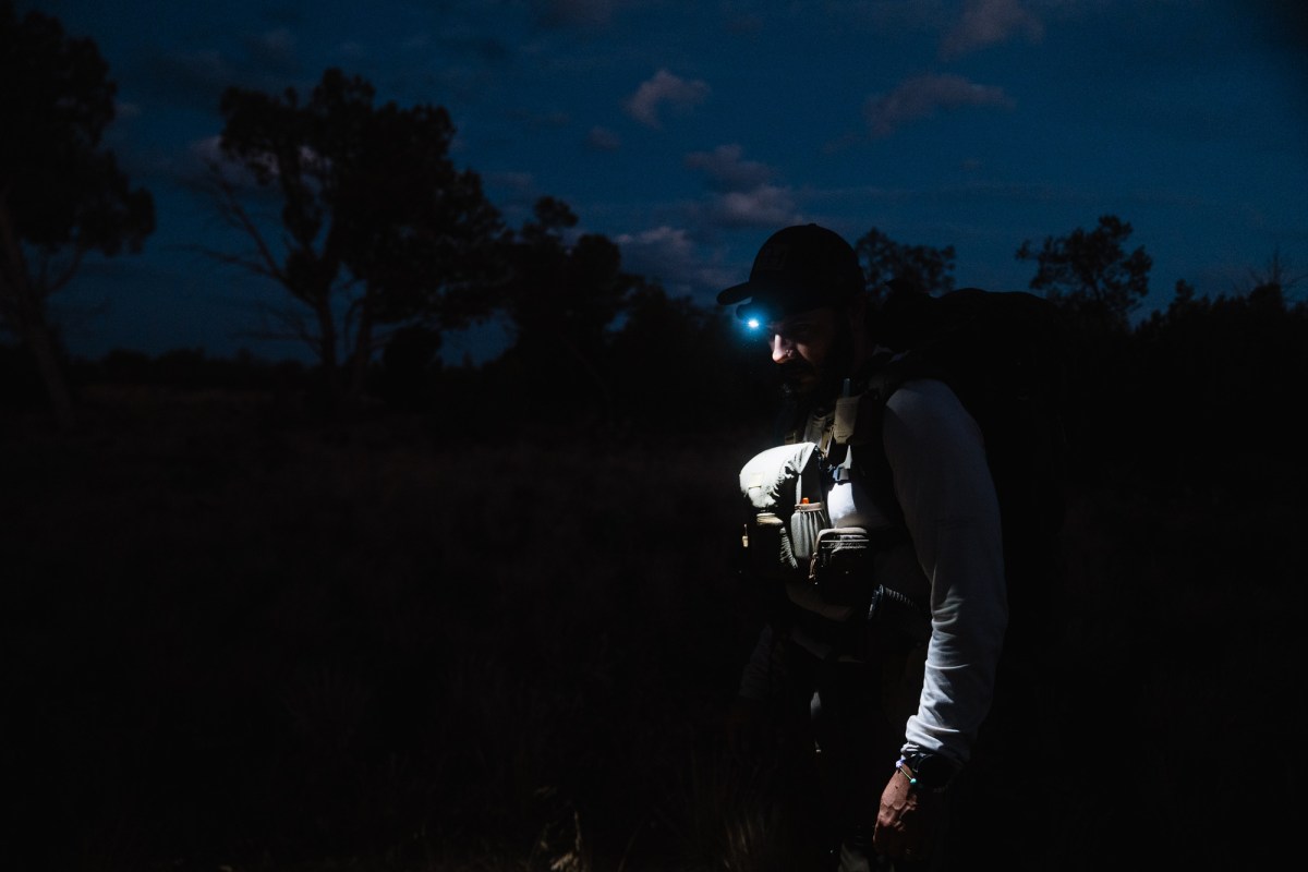 wearing the Dark Energy Oracle Headlamp outdoors