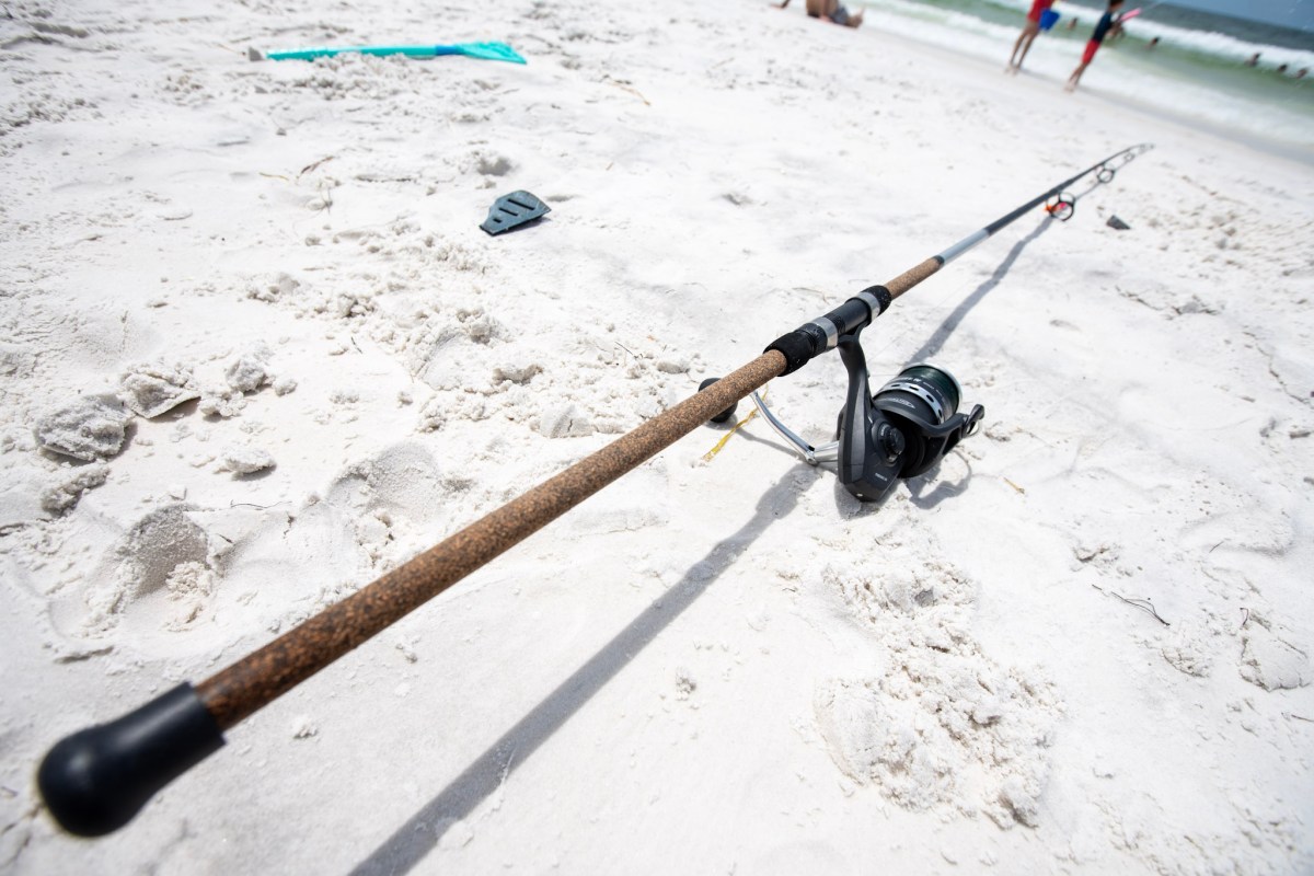 An H2oX surf rod on the beach.