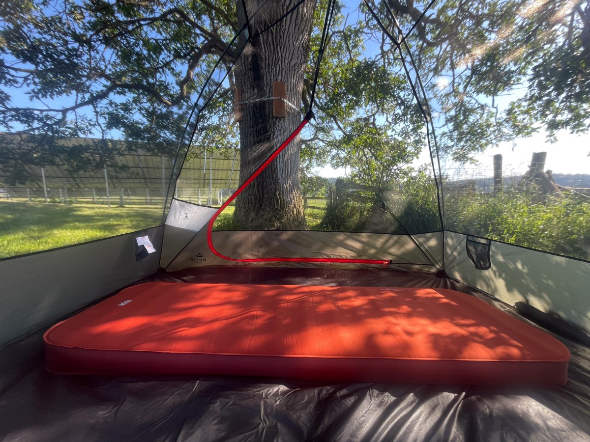 the rei co-op westward dreamer bed in a tent during testing in washington state
