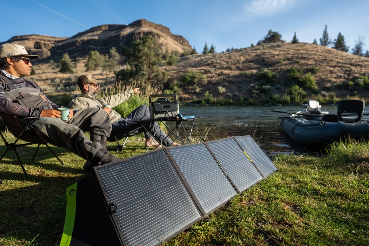 Goal Zero Nomad 100 solar panels outside