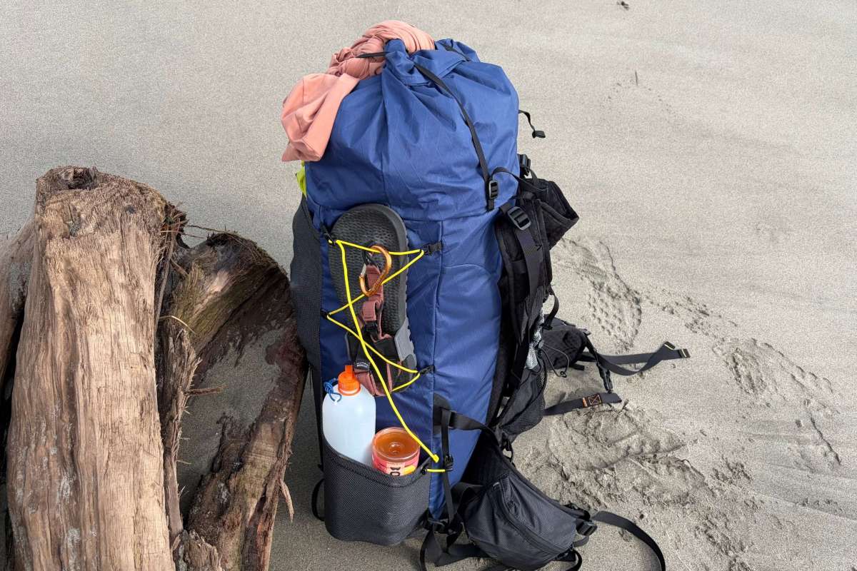 the swift-x pack set on the sand during testing in oregon