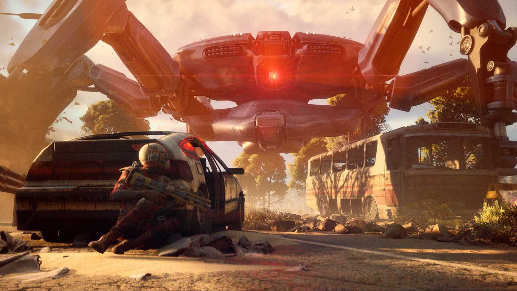 AR Raiders giant robot eyeing down a raider