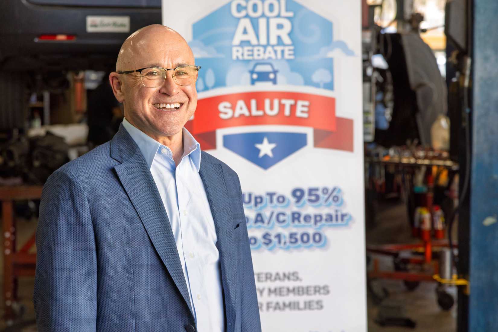 Mike Tanner, executive director of the Car Care Council, touts California's 'Cool Air Rebate Salute' program. (Car Care Council).