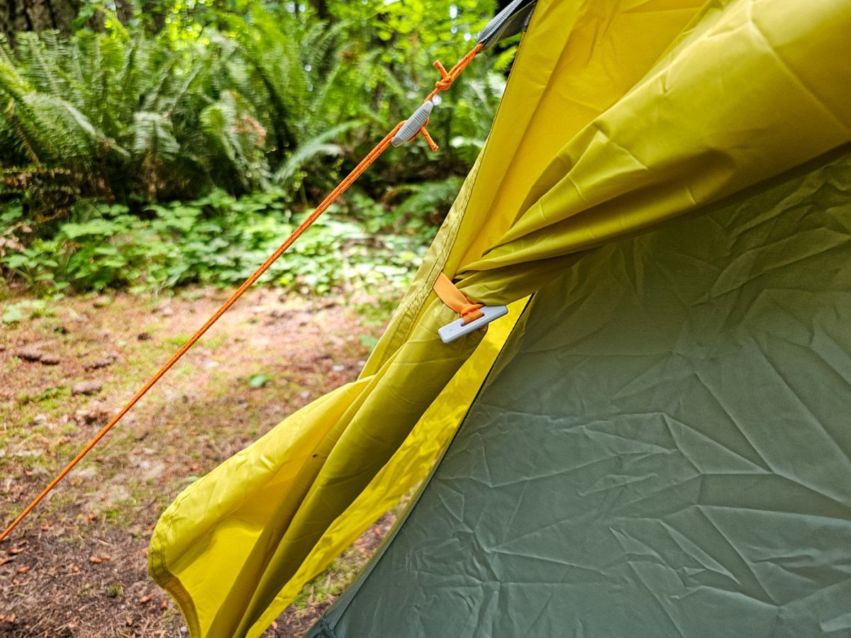 close up of the 75-denier polyester fabric used on the rainfly and tent body