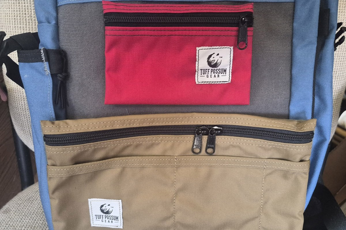 Removable zippered organizers attached inside the Hill People Gear Commuter