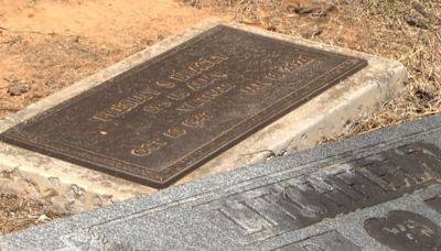 More than two dozen veterans grave markers desecrated and stolen in Hopkinsville, Ky. (Credit: WSMV-TV).