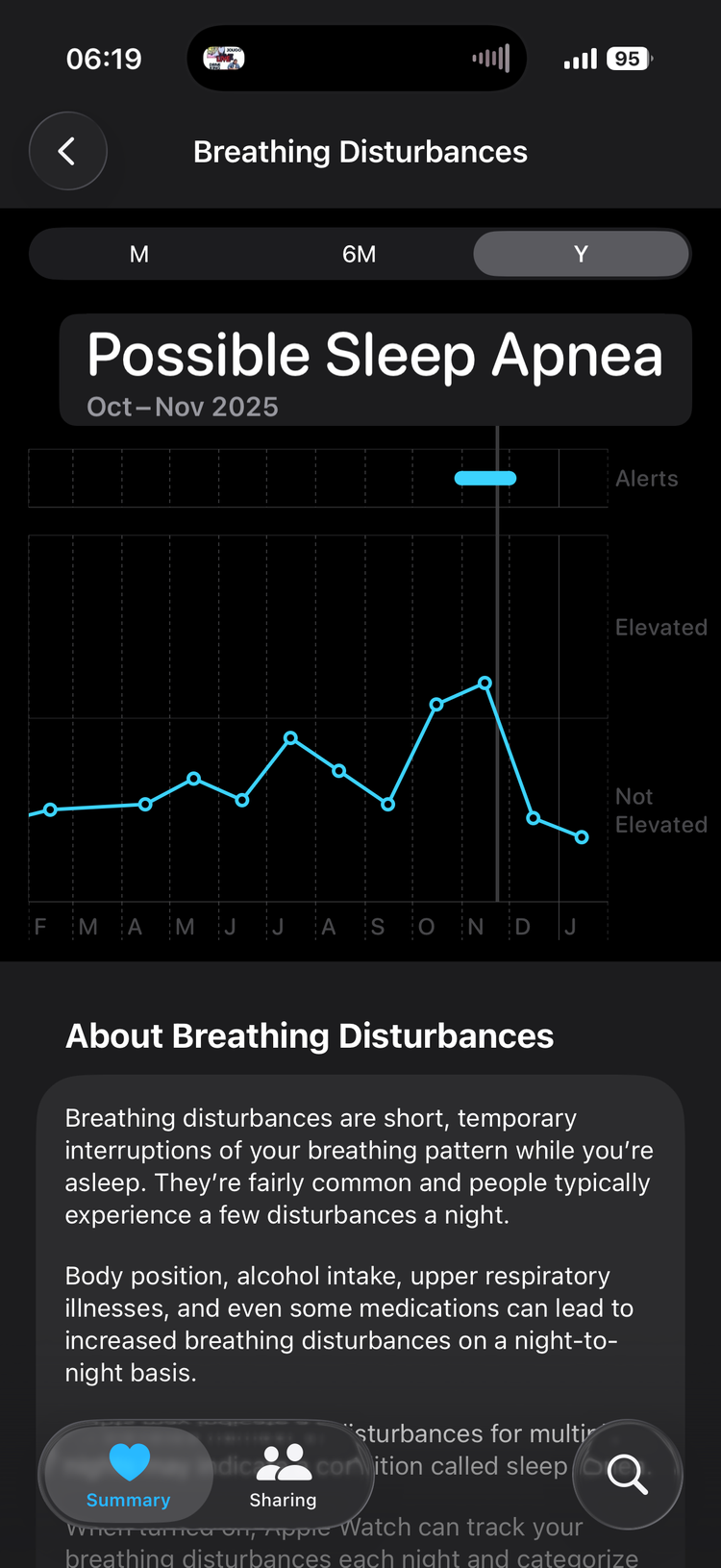 Image of Air Force veteran David Aladejobi's Apple Watch sleep apnea notification (David Aladejobi).