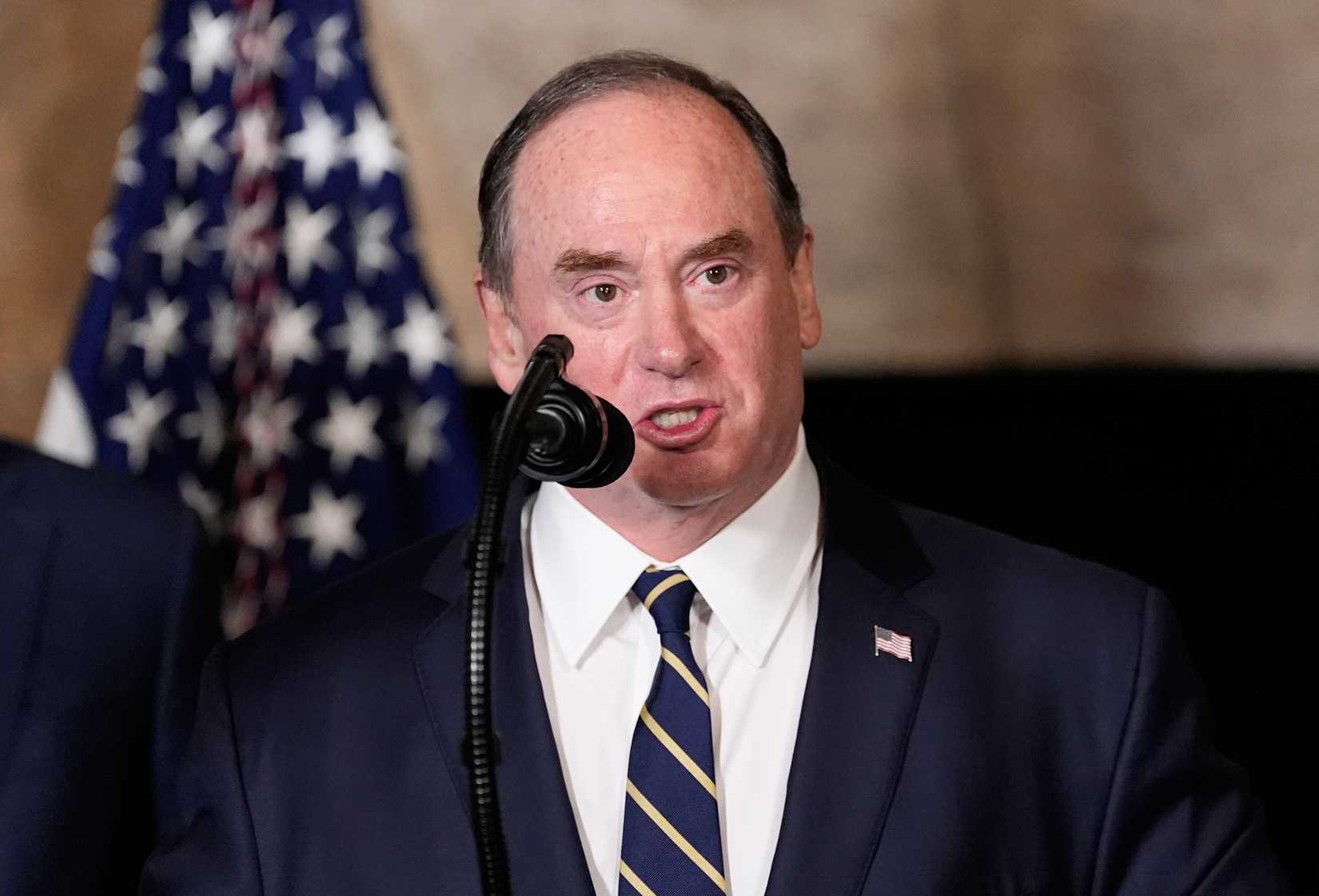 Former Secretary of the Navy John Phelan, ousted in April 2026 after President Trump raised slow shipbuilding concerns. (AP Photo/Alex Brandon).